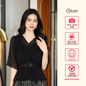 Áo kiểu thiết kế sang trọng chất liệu Voan dập li tăm mỏng mát AN4L0846 Thời trang Thiều Hoa