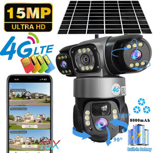 V380 Pro Solar 4G CCTV Camera WiFi Camera 15MP 3 Lens Outdoor Waterproof Night Vision Mobile Tracking Security