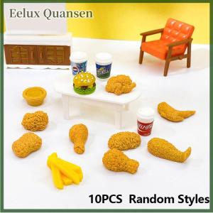 Eelux 1 12 Dollhouse gà rán Burger khoai tây chiên uống đặt Dollhouse trang trí thực phẩm Búp Bê Nhà Phụ kiện giả vờ chơi đồ chơi