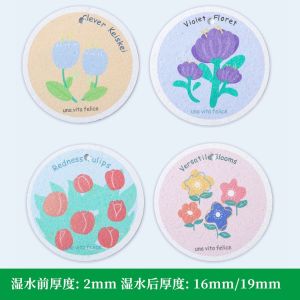创意卡通花朵木浆海绵洗碗布 厨房擦刷海绵擦#Creative Cartoon Flower Wood Pulp Sponge Dishcloth - Kitchen Scrubbing Sponge
