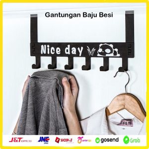 Gantungan Baju Belakang Pintu 6 kait Tanpa Paku Bor NICE DAY