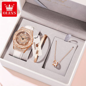 OLEVS Watch For Women Korean Style Elegant Leather Strap Original Waterproof Brand With Gift Box Buy 1 Take 2 Diamond Pattern