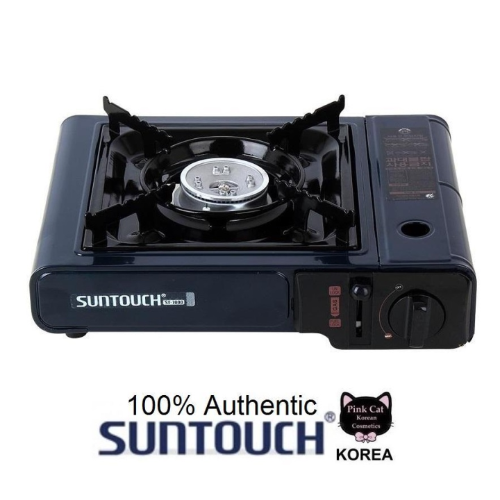 Suntouch Portable Gas Stove With Case - High Power 95mm Burner, Auto Exit Safety, Butane Fuel, For Indoor/Outdoor Cooking (ST-7000 Blue)