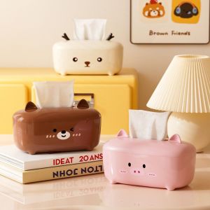 TRANQUIL HUT Non-slip Cute Tissue Box Cartoon Animal Shape Decorative Facial Tissue Dispenser Multifunctional Space Saving Napkin Container  Use