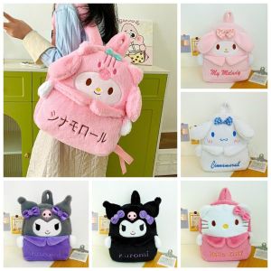 GLOWLITE Hellokitty Cartoon Plush Backpack Melody Kuromi Large Capacity Anime Shoulder Bag Gift Cute Cinnamoroll School Bag Travel
