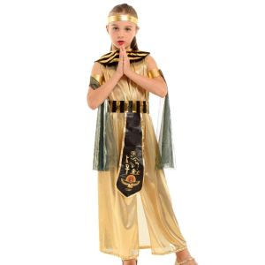 Halloween parent-child costume: Ancient Egyptian king Pharaoh goddess Cleopatra Cosplay costumes golden ancient Egyptian role-pl