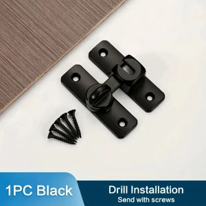 1pcs Aluminum Door Lock-No-DrillAnti-TheftRight Angle Slide Latch90°/180° Adjustable Sliding Bolt