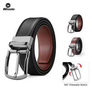 Wiresto เข็มขัดผู้ชายหัวเข็มขัดเข็มขัดทรงธรรมดากลางแจ้งเข็มขัดสองด้านสายคาดเอวหนังวัวสองด้านเข็มขัดกางเกงกีฬาขายาวเยาวชนเข็มขัดเรียบง่ายสวยงาม