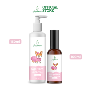 COMBO Sữa tắm khử mùi cho chó mèo và Xịt thơm bodymist dưỡng lông JULYHOUSE lưu hương an toàn