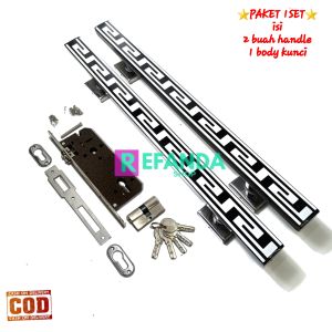 1set gagang pull tarikan pegangan handle pintu lengkap 1 body slot rumah kunci untuk daun 1 pintu depan dan kamar