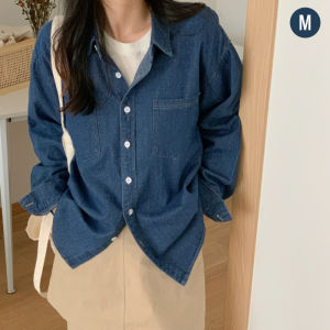 ⚡Port⚡ blouses women new style 2025 Versatile Denim Shirt Women Design Sense Single Breasted Denim Jacket Loose Retro Shirt