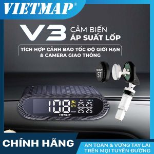 Cảm biến áp suất lốp Vietmap V3 van trong thay được pin - có cảnh báo tốc độ - Bảo hành 36 tháng + KM bản quyền VIetmap Live 24 tháng