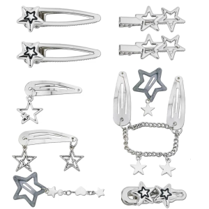 10pcs/5PCS Đồ treo trang trí hình ngôi sao kẹp tóc Punk pentagrams kẹp tóc Phụ kiện tóc độc đáo cho lễ hội âm nhạc và sự kiện