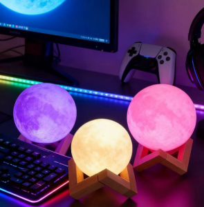 3D Moon Lamp LED Night Light 8/15cm RGB Bedroom Desk Kids Gift Atmosphere Nursery Cozy Bulan LED