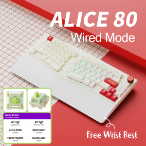 FEKER Alice80 VIA 3 Mode Mechanical Hot-Swappable 68 Keyboard Gateron Switch RGB South Light knob Switch Key Cap Set RGB lighting multiple Bluetooth mode mechanical keyboard accessories DIY mechanical keyboard