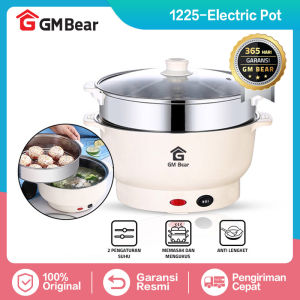 [Diskon Up To 80%] - GM Bear Panci Listrik Teflon Serbaguna (2 in 1) 1225 - Electric Cooking Pot Free Steamer Stainless