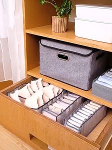 Clothes Storage organizer Foldabale Drawer Wardrobe Jeans T-Shirt Underwear Socks Bra 6/7/9 Grid clothing box thickened with lid storage boxes & bins Stackable Transparent cabinet for waterproof storage boxes & bins
