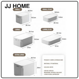 【JJ HOME】Ivory White Stackable Storage Box with Lid / Home Organizer Container
