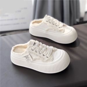 Dép nữ mới phong cách 2024 Lazy baotou Giày vải một bước thời trang mules cho phụ nữ