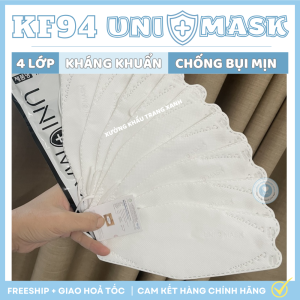 Set 200 Chiếc Khẩu Trang KF94 UNI MASK Chính Hãng 4 Lớp Bảo Vệ Tối Đa Khỏi Bụi Mịn Và Vi Khuẩn