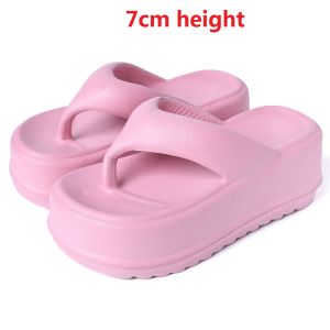 Fnova 7cm Thick Sole Wedges High Quality Flip Flops for Women Summer Clip Toe Chunky Platform Sandals Woman Non Slip Beach Slippers Outdoor Slides 2024