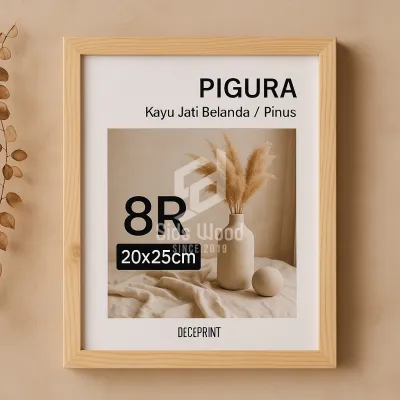 SidsWood [PG8R] Pigura Foto 8R (20x25 cm) – Bingkai Kayu Jati Belanda Natural Handmade