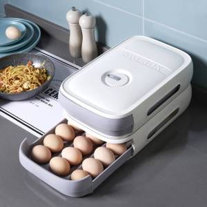 🌟 Refrigerator Fresh Drawer Kitchen Organizer Egg Storage Box 抽屉式放鸡蛋的收纳盒子筐冰箱用自动滚蛋厨房蛋托保鲜鸡蛋盒神器