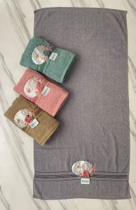 Handuk Mandi Dewasa Bordir Bunga Tebal Premium 70x140cm