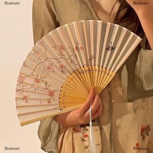 [COD] Biubiuni 1Pcs Chinese Fans Folding Hand Fan Wedding Hand Fans Bamboo Portable Fan Dancing Fan Party Decorative Fan Ventilador