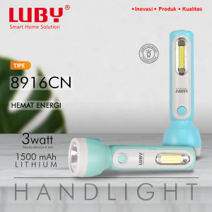 Luby Lampu Senter LED Super Terang L-8916 5W + 1W COB LED Super Terang Rechargeable