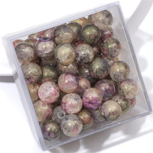 10mm 20pcs/bag Glass Gold Powder Halo Dyed Popcorn Round Beads For DIY Bracelet Necklace Jewelry Making