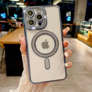 Ốp lưng Đính Đá Lấp Lánh hỗ trợ sạc không dây Siêu Đẹp cho iPhone 16 Pro Max 15 Pro Max 14 Pro Max 14 Pro 13 Pro Max 12 Pro Max 11 Pro Max