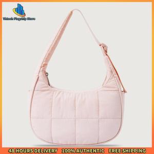 【Clearance sale processing】 Chic Women Tote Bag Quilted Puffer Crescent Shoulder Bag Nylon Handbag for Daily Commute