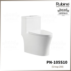 [Rubine PN-105]  Rimless One Piece Toilet Bowl Soft Closing Seat Funnel 3.0 Toilet Bowl