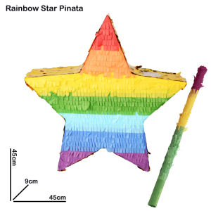 Rainbow Star Pinata For Party Celebrations Games Playing (With Pinata Stick) (48cm x 48cm x 9cm)