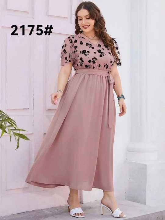 Plus Size Fairy Long Ladies Dress OOTD Plus Size Dress Floral V-Neck Shift Dress Dusty Blue Polyester Dress High Waist Short Sleeve Dress Regular Fit Flared Hem Dress - Lazada | Lazada Plus Size Fairy Long Ladies Dress OOTD Plus Size Dress Floral V-Neck Shift Dress Dusty Blue Polyester Dress High Waist Short Sleeve Dress Regular Fit Flared Hem Dress - Lazada | Lazada