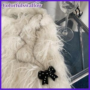 Colorfulswallow Thời Trang Mới Bow Mặt Dây Chuyền Dài Vòng Cổ Cho Phụ Nữ Ánh Sáng Sang Trọng Áo Len Chuỗi Đồ Trang Sức