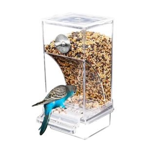 ER52858 Acrylic Automatic with Perch Anti Splashing for Smail Bird Parakeets Food Container Bird Cage Accessories Bird Feeders Feeder Bowls