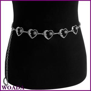 WOADA Harajuku Punk Mặt Trăng Kim Loại Thắt Lưng Phụ Nữ Cổ Điển Punk Gothic Mặt Trăng Mặt Trời Cao Eo Chuỗi Thắt Lưng Mặt Dây Chuyền Thắt Lưng Nữ