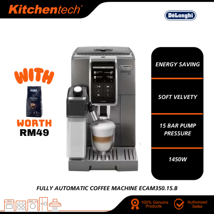 Delonghi Dinamica Plus Coffee Machine ECAM370.95.T Automatic Titanium 1450W 1.8L Coffee Link App