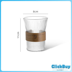 ClickBuy ถ้วยน้ำผลไม้ แล้วใสลายจีบถี่ ถ้วยกาแฟ  ถ้วยนม glass cup