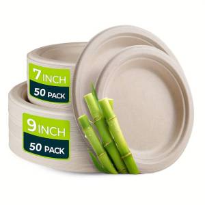 50/100 psc-Pack  Paper Plates Set Heavy-Duty Party Plates Combo In 7-Inch And 9-Inch Sizes Dinnerware For Events And Home Use