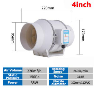 4/6 Inch Inline Duct Fan Booster Exhaust Blower Hisap Air Cooling Vent Untuk Tudung Dapur/Kamar Mandi