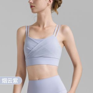 Womens Mesh Ruffle Open Back Yoga Sports Bra Fitness Tank Top