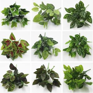 Cây giả trang trí 1 cành 7 nhánh 30cm nhiều mẫu decor nhà cửa văn phòng tường cỏ lá giả lá trầu bà lá môn lá rùa