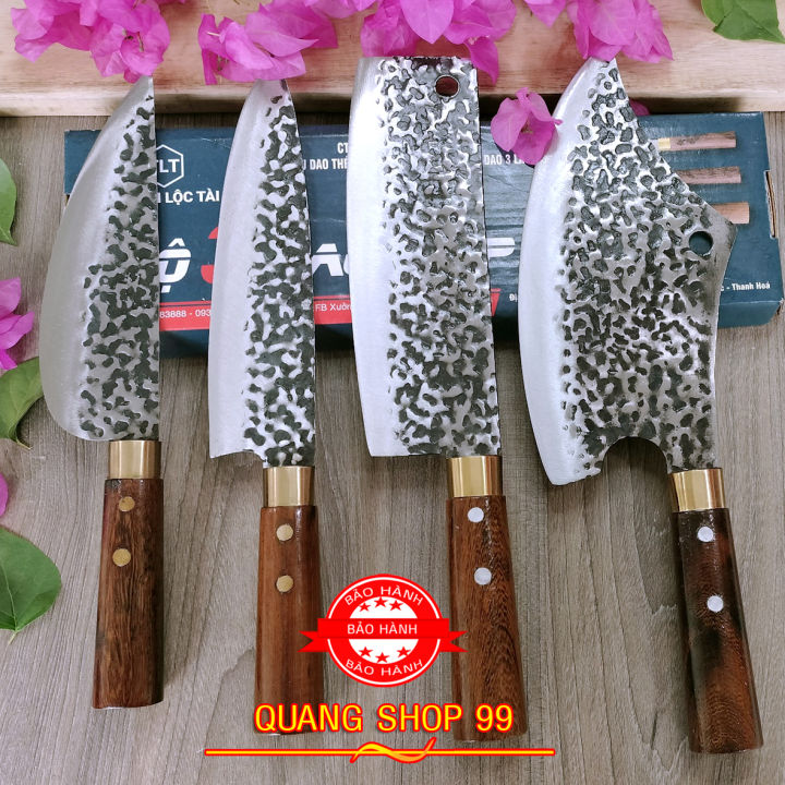 Dao bếp, bộ 4 dao nhà bêp làm bằng thép nhíp siêu sắc bén cao cấp ...