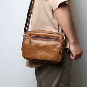 Tas selempang pria retro kulit sapi aslii