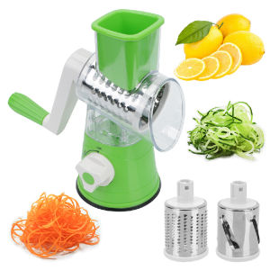 3in1 Tabletop Rotary Drum Grater Shredder Slicer Cutter Interchangeable Stainless Steel Blades / Pemarut Sayur Dan Buah