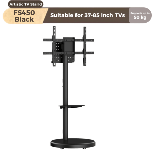 FANTASY E LIFE Brateck FS450 High Quality Heavy Duty Mobile TV Stand 37–85 Inch Supports 50 Kg Hidden Wheels Height Adjustment Tilt Function 0–90 Rotation Portrait Landscape Universal VESA