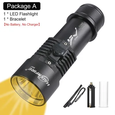 HaixnFire DV57 Yellow Light Scuba Diving Torch 5000 Lumens Waterproof Light XHP70 Diving Torch